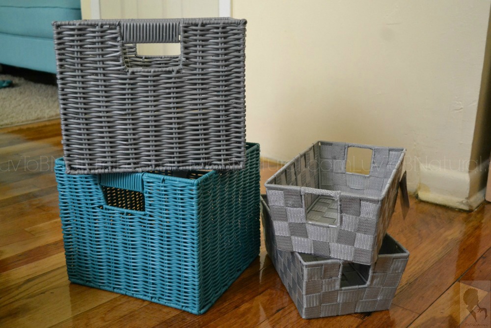 teal and gray chevron nursery Baskets