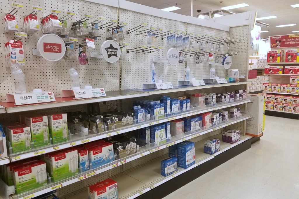 DIY Mommy and Baby Care Package Bottle Aisle