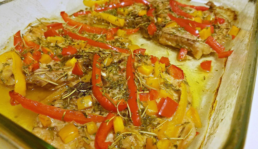 Easy Baked Pork Chops with Bell Peppers Done 1