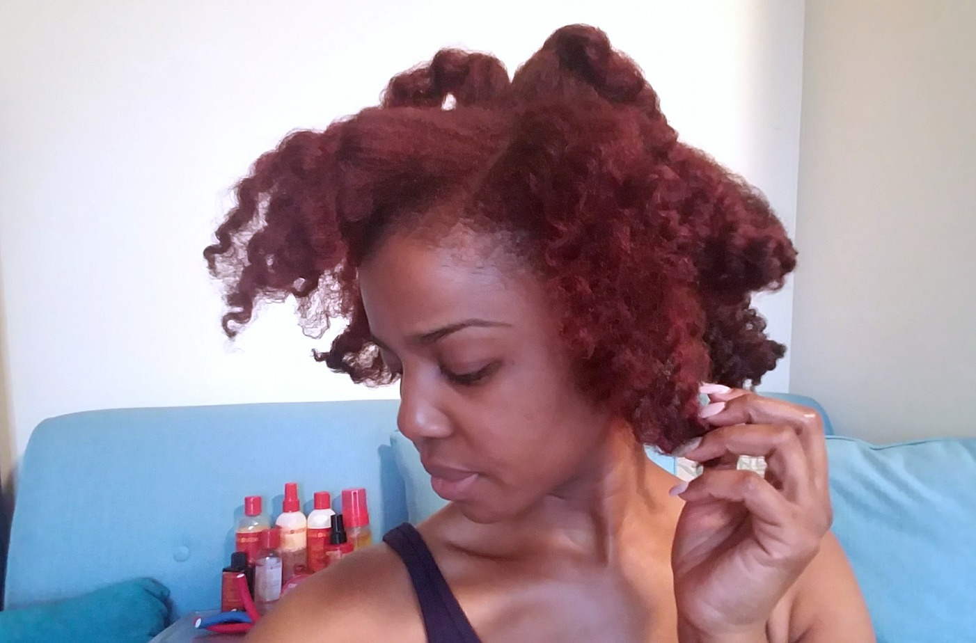 braid-out on kinky hair creme of nature 2