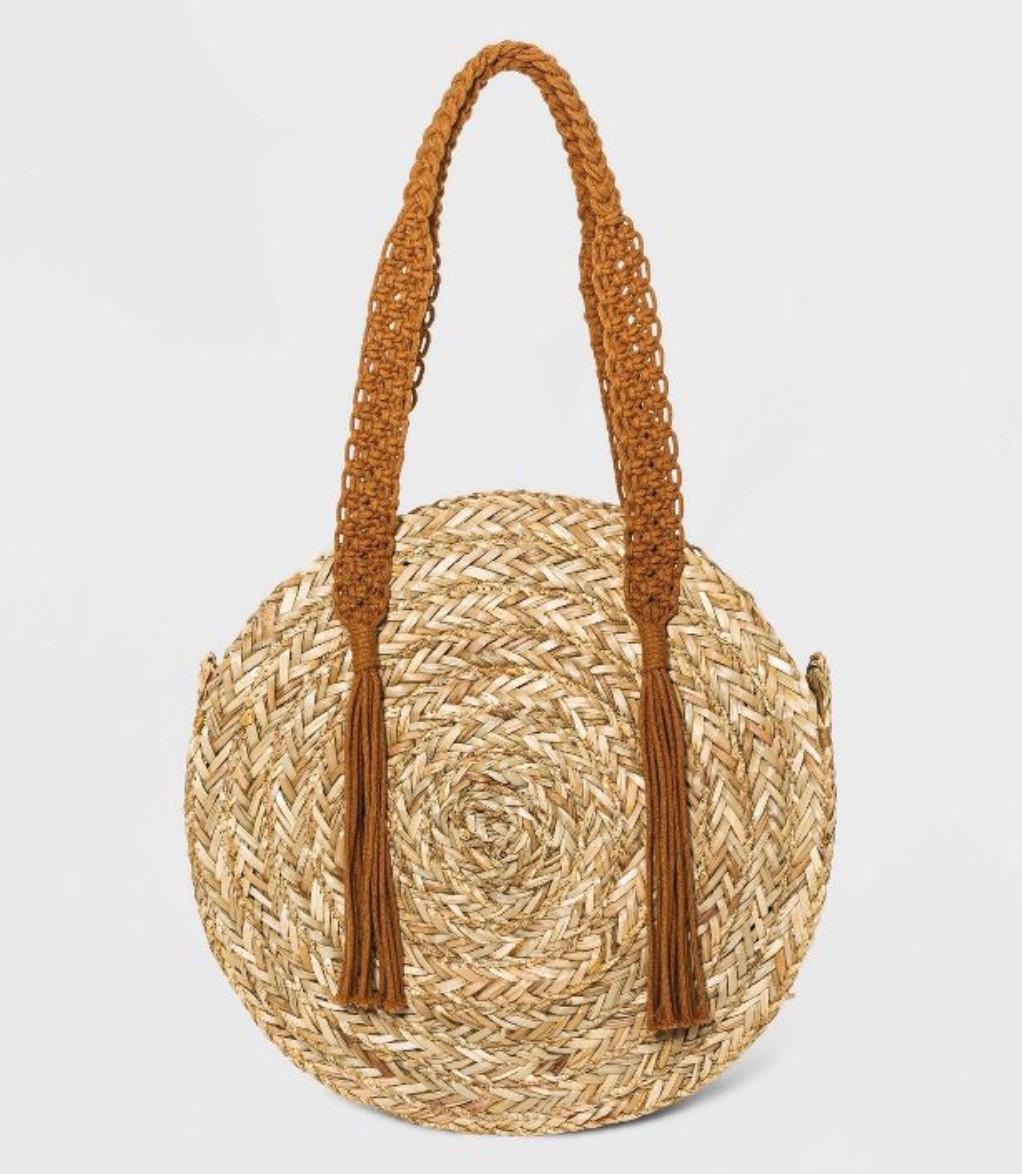 Straw Beach Bag Purse Tassel Fringe Macrame Boho Hippie Design, For Women  Summer Party, Evening Nights Out, Crossbody Shoulder (20cm Round, Light  brown): Handbags: Amazon.com